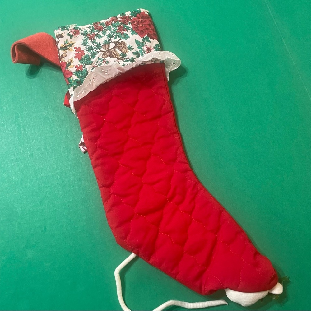 Vintage Annalee 1994 Christmas Stocking Mouse Red Quilted Holidays. Pre-owned. - Picture 7 of 10